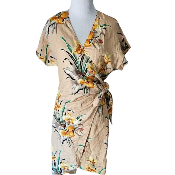 & Other Stories Linen Blend Wrap Mini Dress - Picture 5 of 6